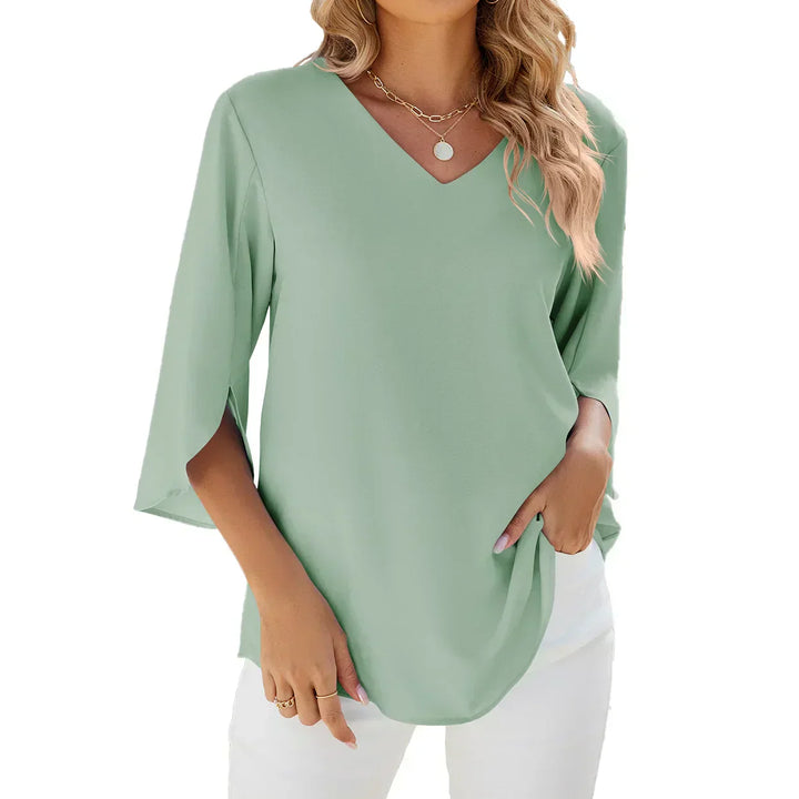 Aveline | Women's V-Neck Split Sleeve Relaxed Blouse