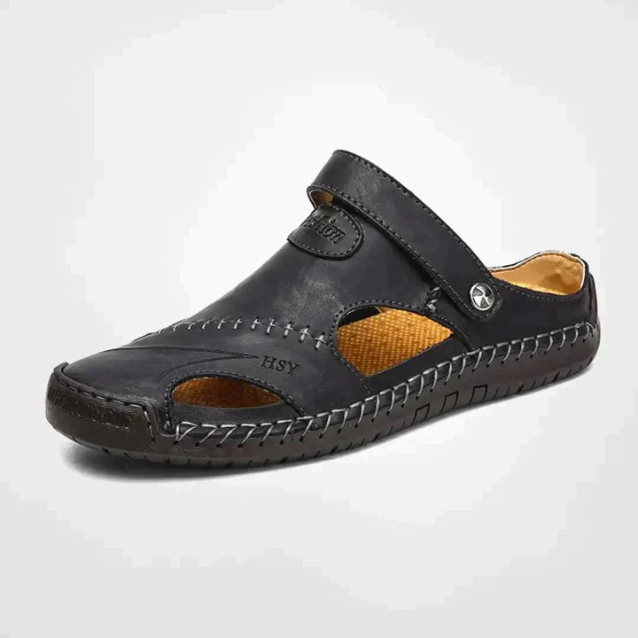 Ronan | Men's Cutout Leather Slip On Casual Sandals