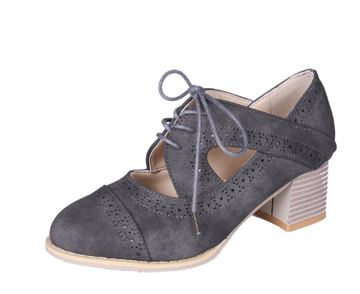 Liora | Women's Vintage Block Heel Lace-Up Pumps