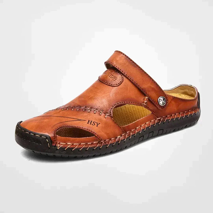 Ronan | Men's Cutout Leather Slip On Casual Sandals