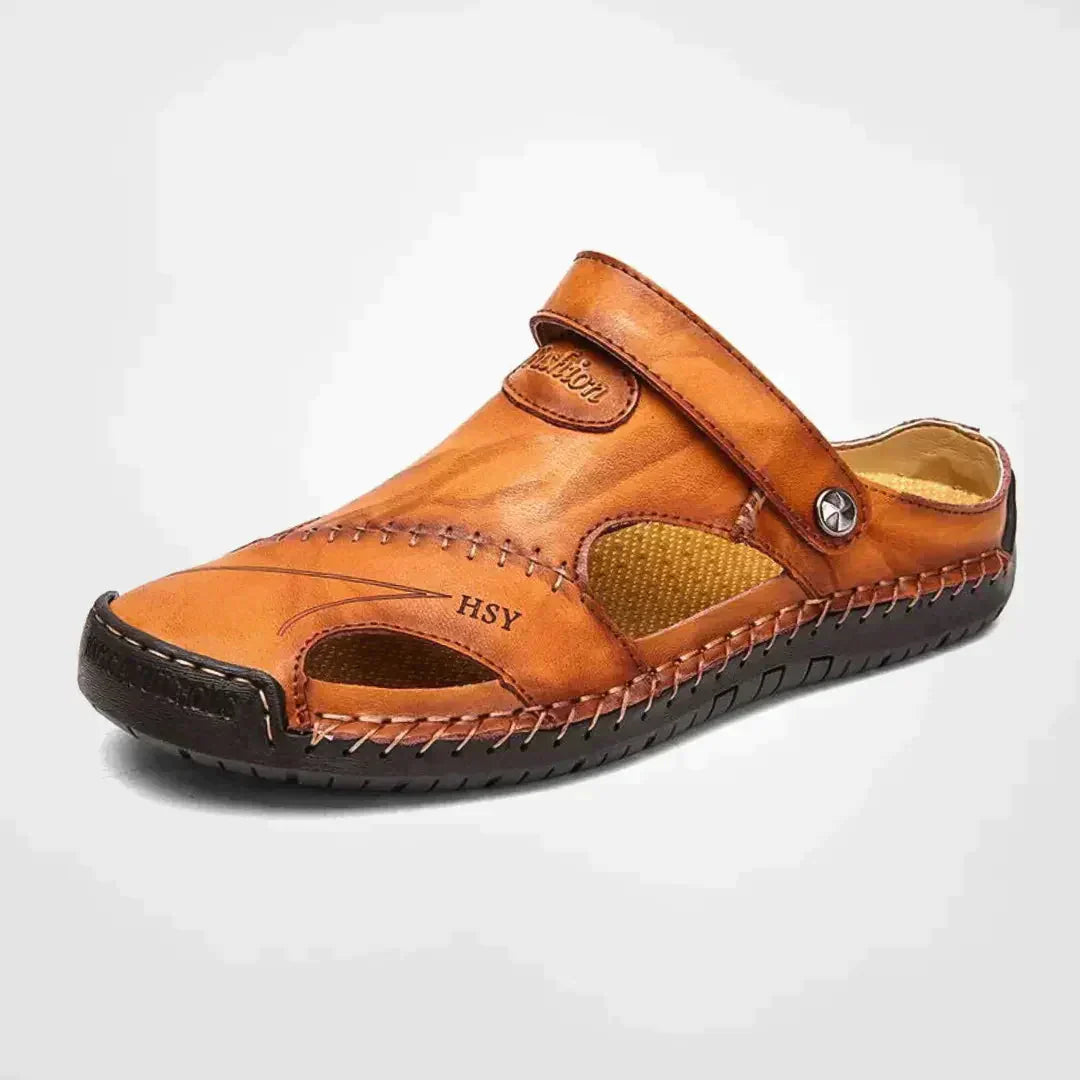 Ronan | Men's Cutout Leather Slip On Casual Sandals
