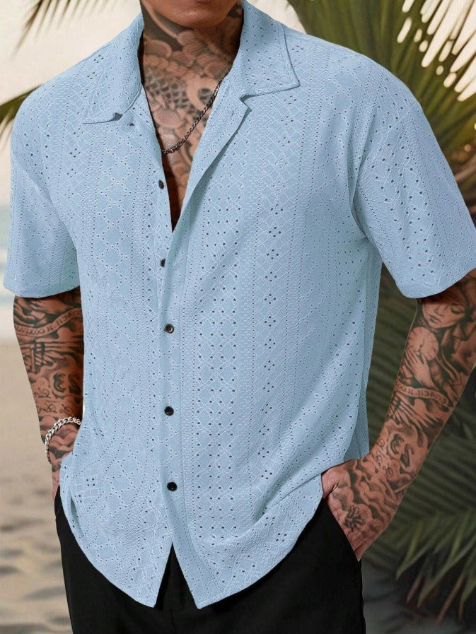 Nico | Men's Open Knit Short Sleeve Textured Shirt