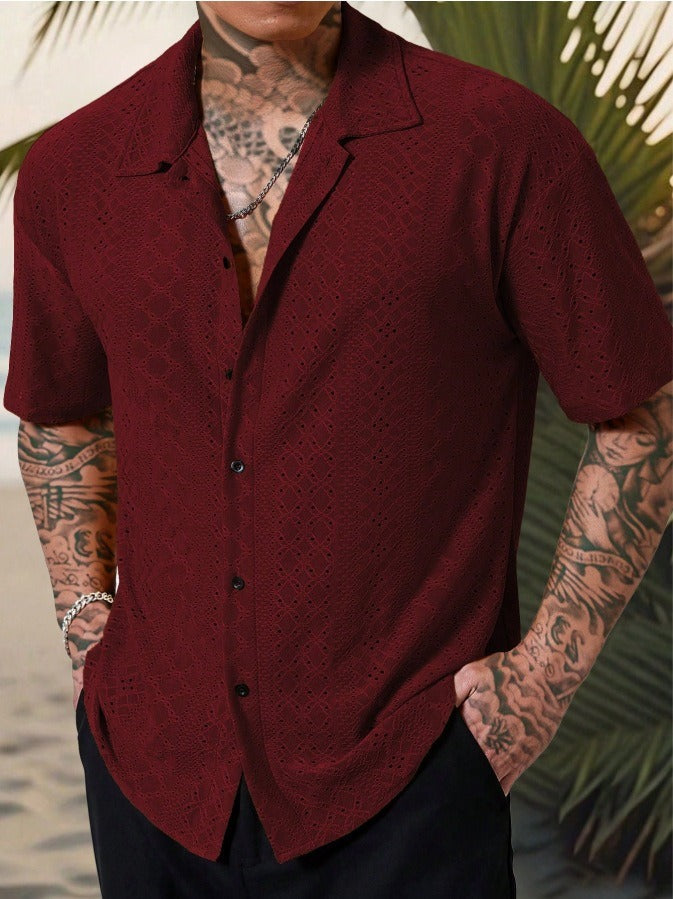 Nico | Men's Open Knit Short Sleeve Textured Shirt