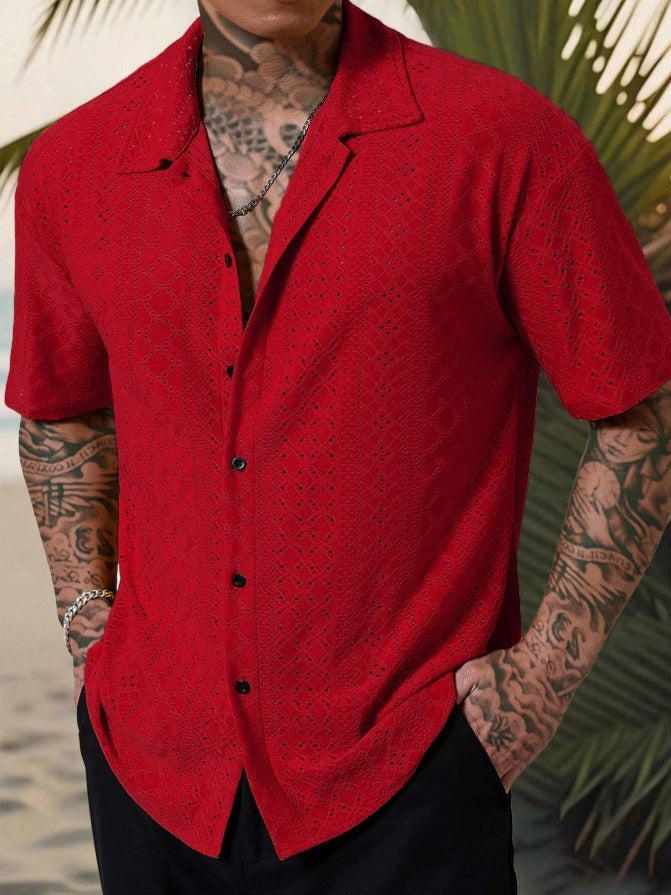 Nico | Men's Open Knit Short Sleeve Textured Shirt