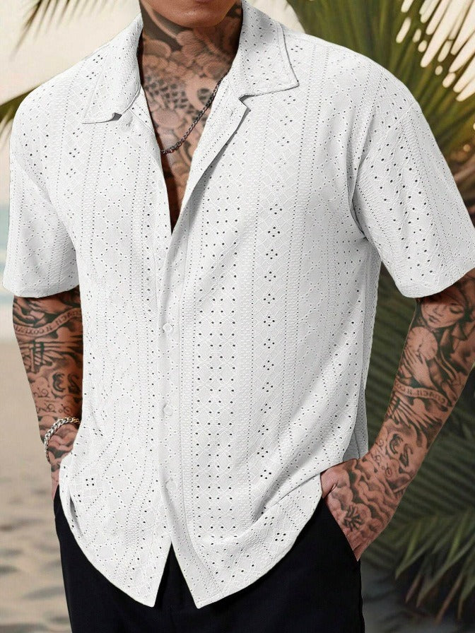 Nico | Men's Open Knit Short Sleeve Textured Shirt