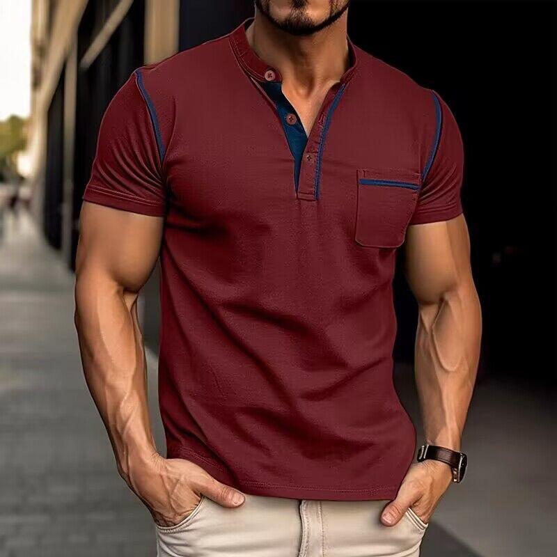 Caleb | Men's Slim Fit Henley Neck T Shirt