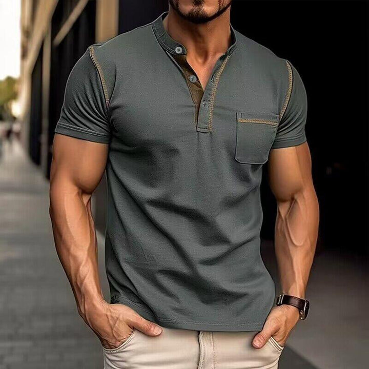Theo | Men's Slim Fit Button Placket Henley Shirt