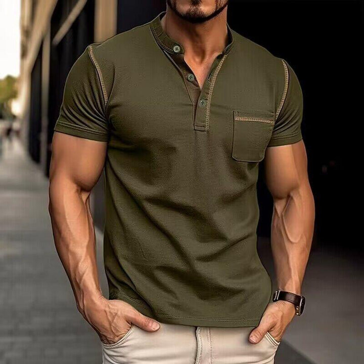 Caleb | Men's Slim Fit Henley Neck T Shirt