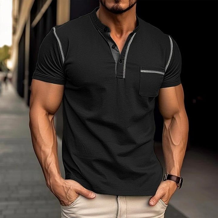 Theo | Men's Slim Fit Button Placket Henley Shirt