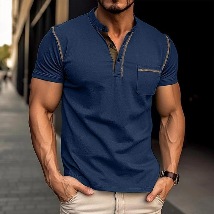 Theo | Men's Slim Fit Button Placket Henley Shirt