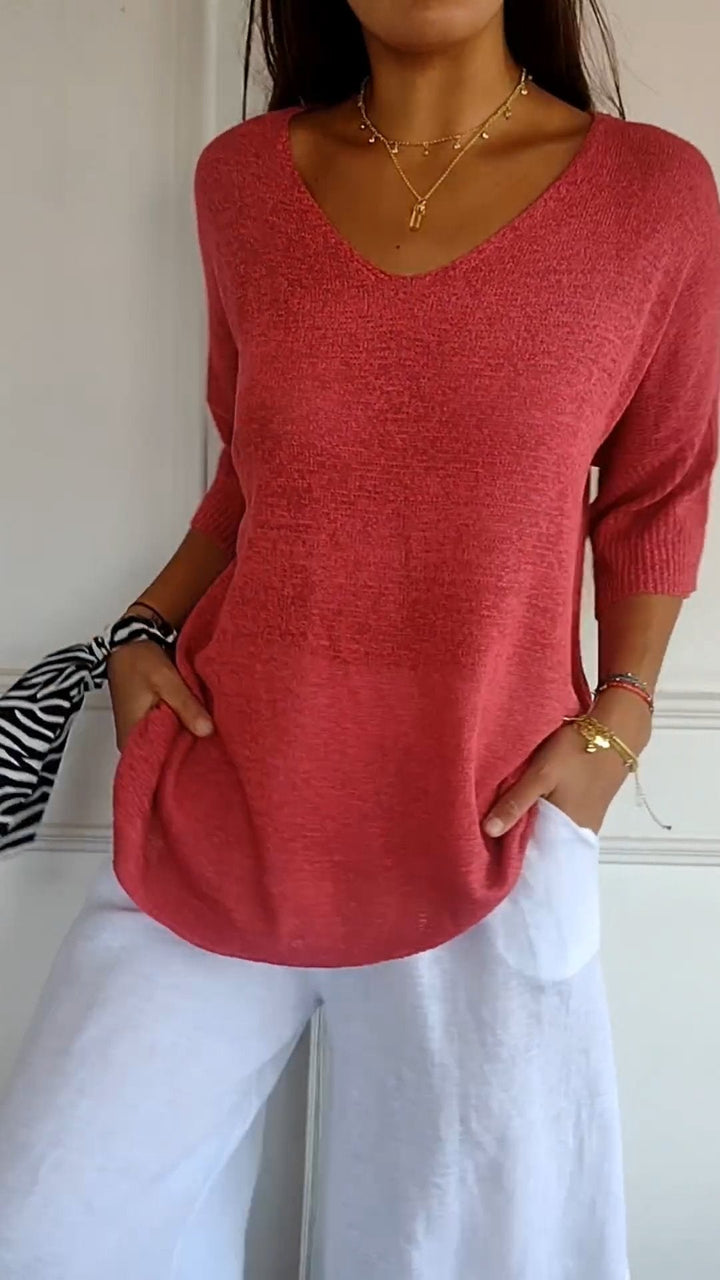 Sienna | Women's Relaxed V-Neck Knit Top