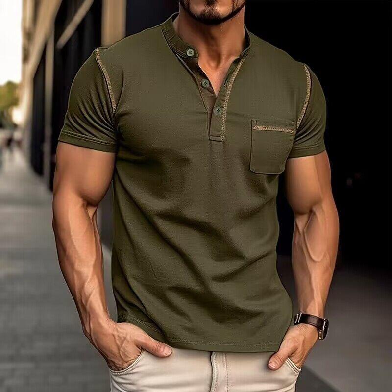 Theo | Men's Slim Fit Button Placket Henley Shirt