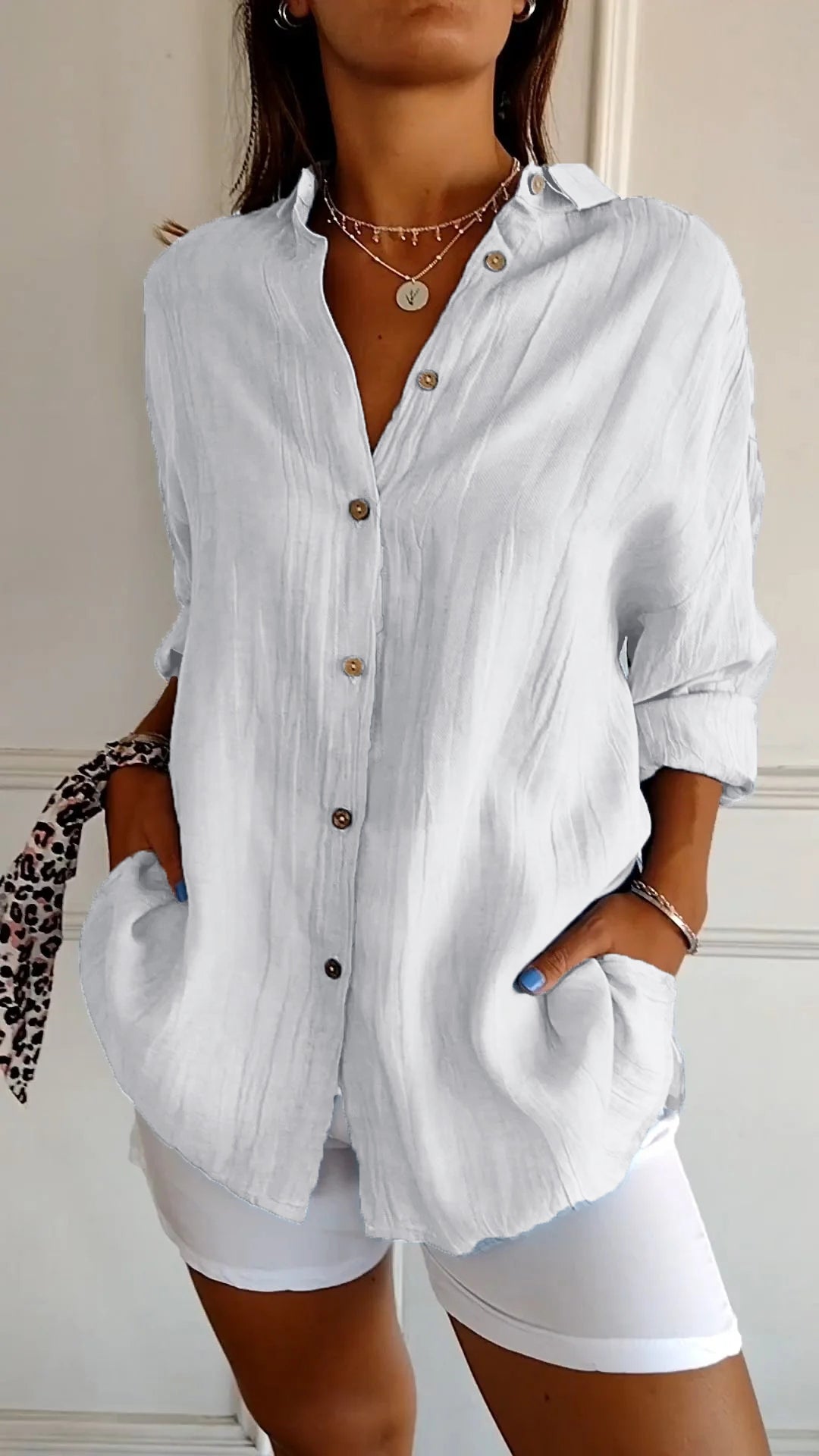 Elodie | Women's Loose Fit Button Up Long Sleeve Shirt
