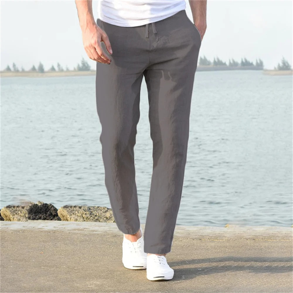 Rowan | Men's Linen Drawstring Pants With Pockets