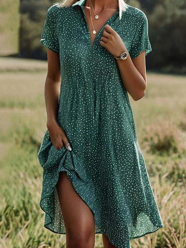 Liora | Women's Collared Polka Dot Summer Dress