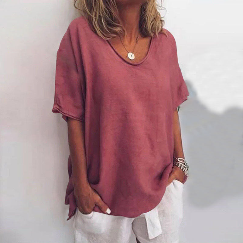 Mira | Women's Casual Round Neck Short Sleeve Blouse