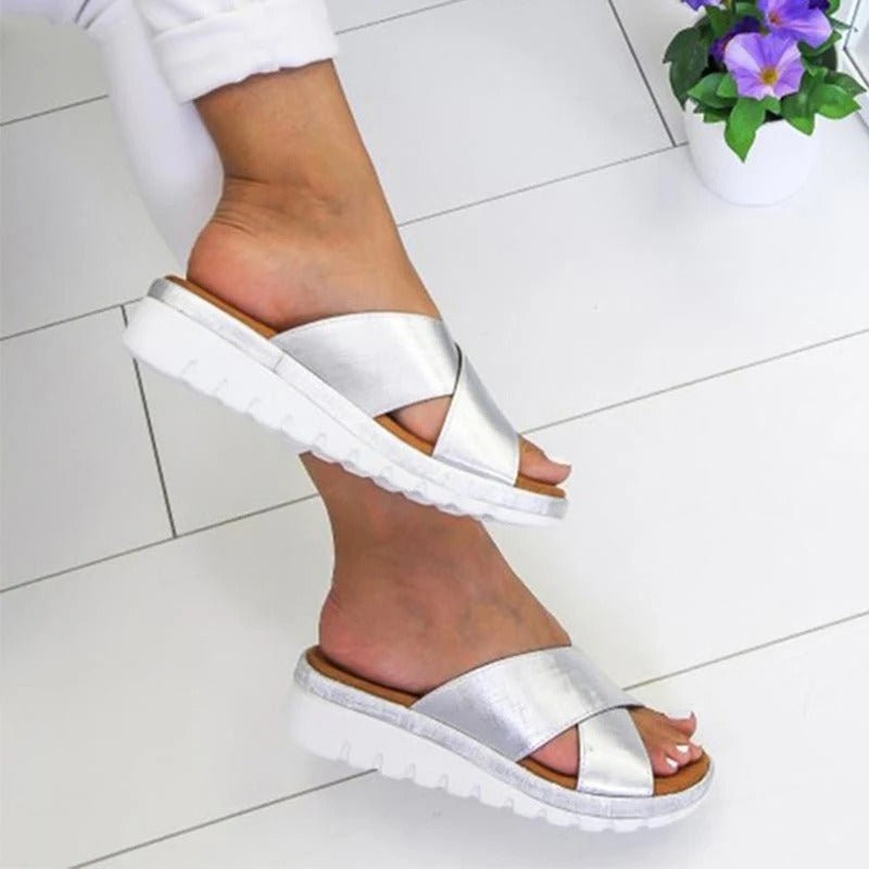 Calira | Women's Criss-Cross Open Toe Slide Sandals