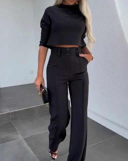 Sorelle | Women's Cropped Top & High Waist Pants Set