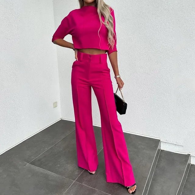 Sorelle | Women's Cropped Top & High Waist Pants Set