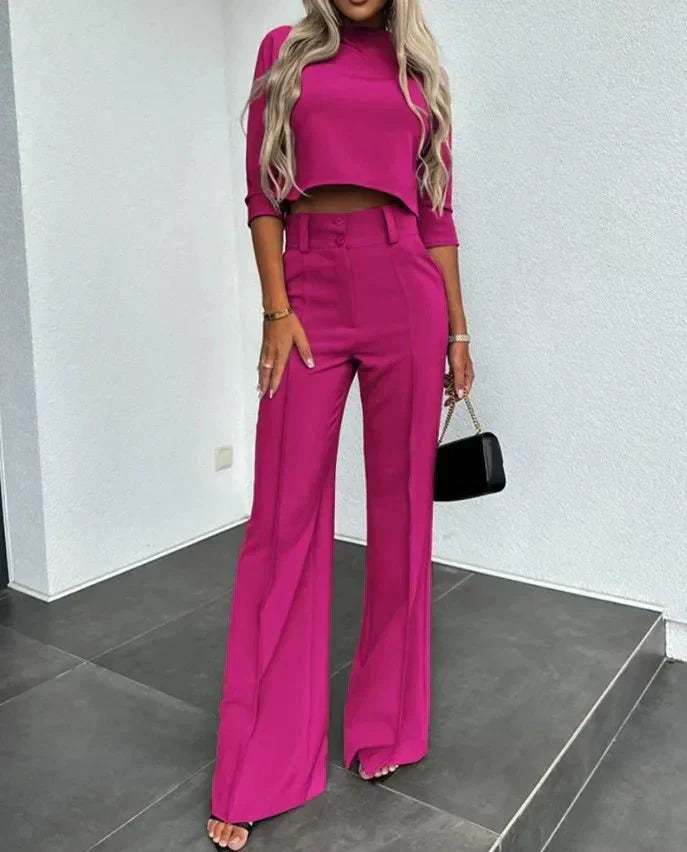 Sorelle | Women's Cropped Top & High Waist Pants Set