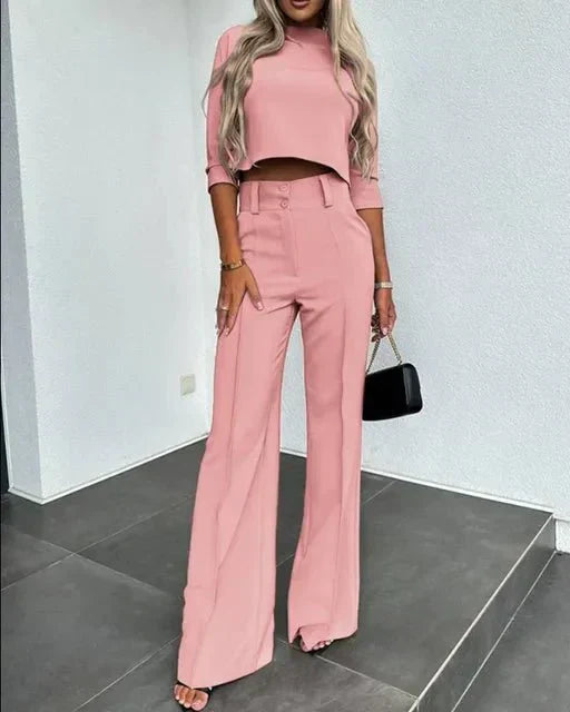 Sorelle | Women's Cropped Top & High Waist Pants Set