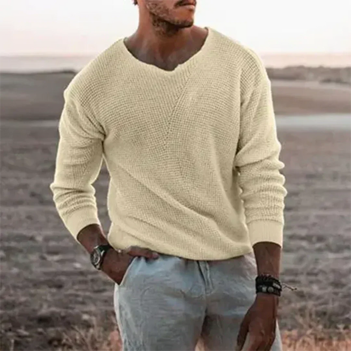 Caspian | Men's Relaxed V-Neck Knit Pullover Sweater