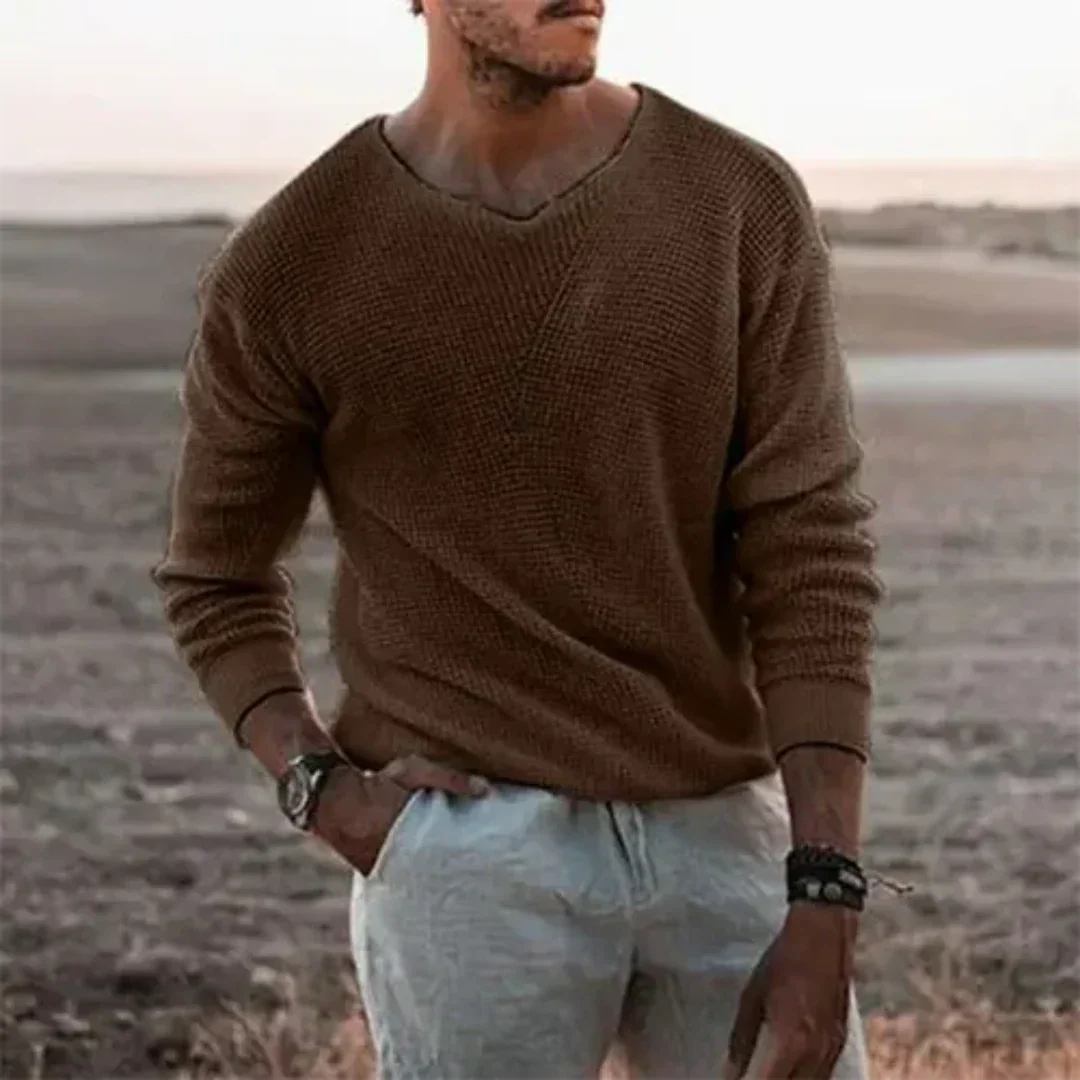 Caspian | Men's Relaxed V-Neck Knit Pullover Sweater