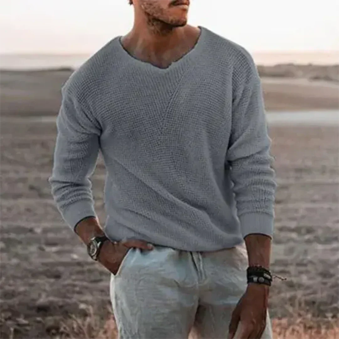 Caspian | Men's Relaxed V-Neck Knit Pullover Sweater
