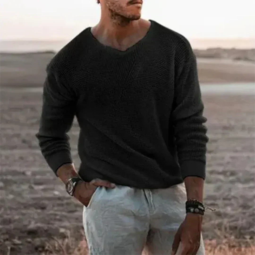 Caspian | Men's Relaxed V-Neck Knit Pullover Sweater