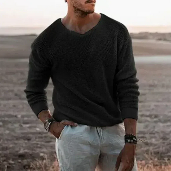 Caspian | Men's Relaxed V-Neck Knit Pullover Sweater