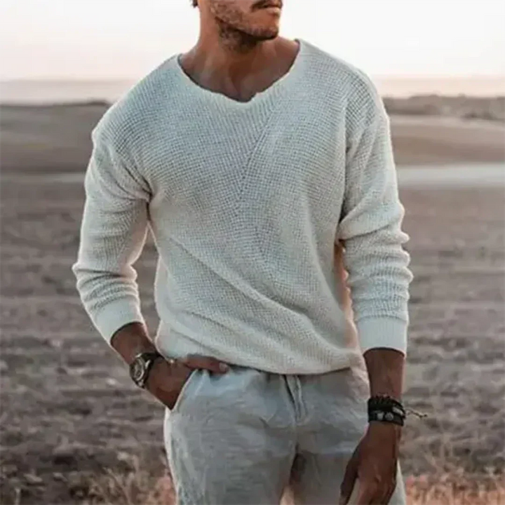 Caspian | Men's Relaxed V-Neck Knit Pullover Sweater