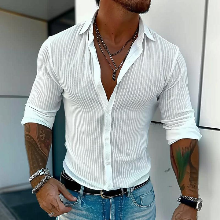 Zayden | Men's Textured Ribbed Slim Fit Summer Shirt