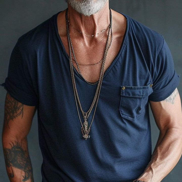 Chino | Men's Casual V-Neck Pocket Detail T-Shirt