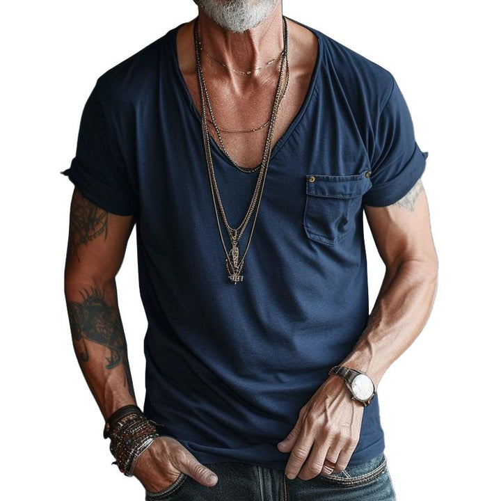 Chino | Men's Casual V-Neck Pocket Detail T-Shirt