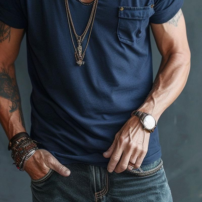 Chino | Men's Casual V-Neck Pocket Detail T-Shirt