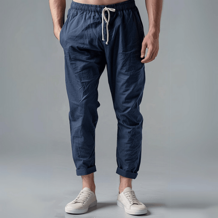 Theo | Men's Linen Drawstring Casual Trousers