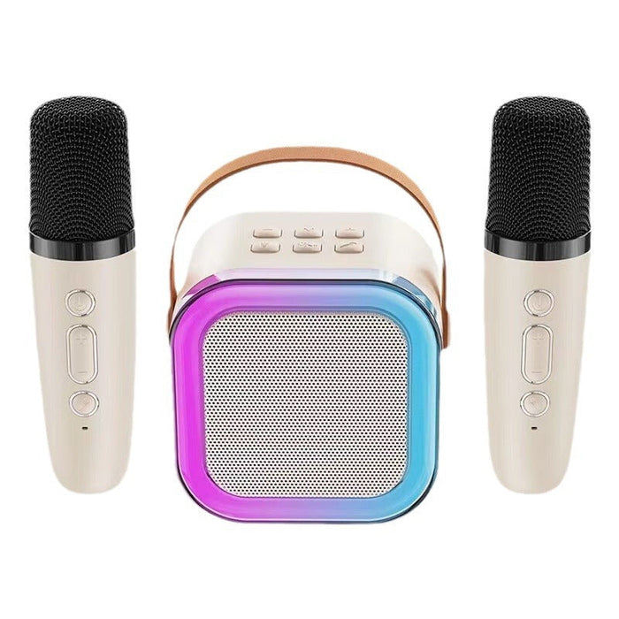 Mini Karaoke System Wireless Microphones – Bluetooth Speaker, LED Lights & Portable Design for Party & Home