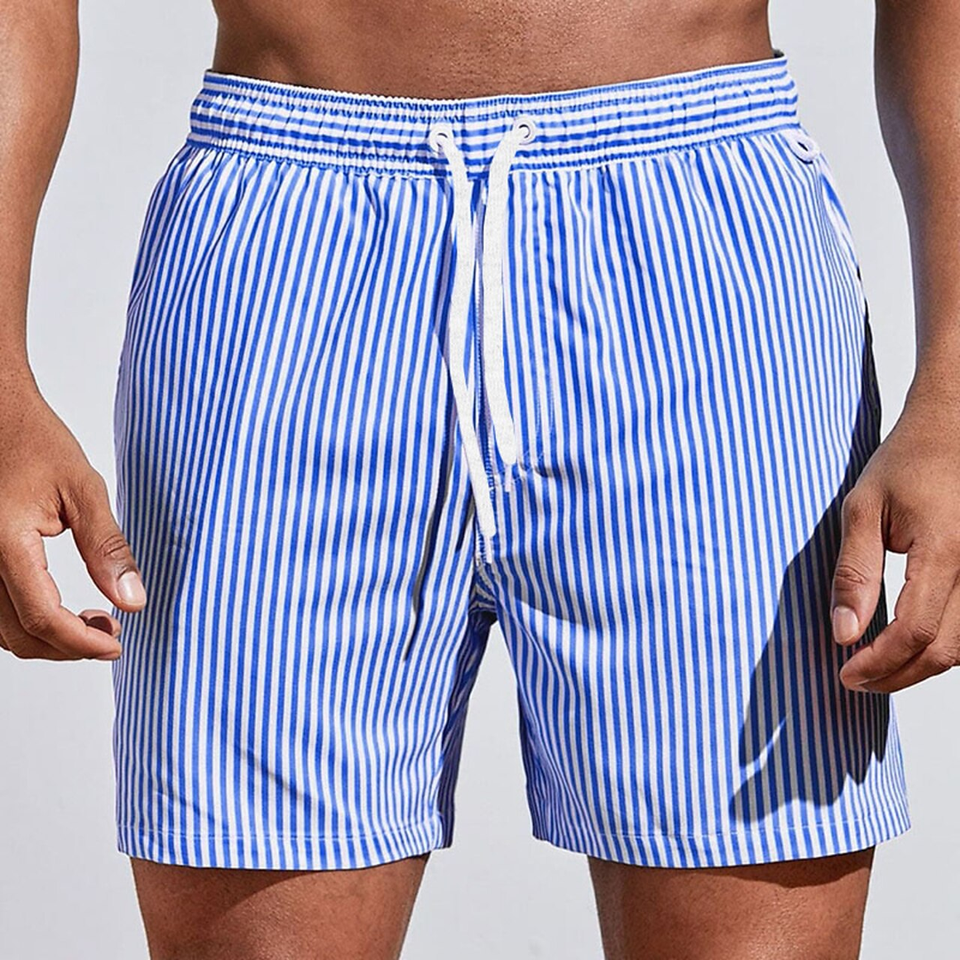 Rafael | Men's Vertical Stripe Drawstring Swim Trunks