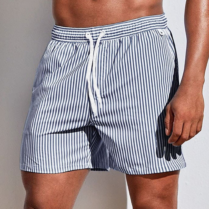 Rafael | Men's Vertical Stripe Drawstring Swim Trunks