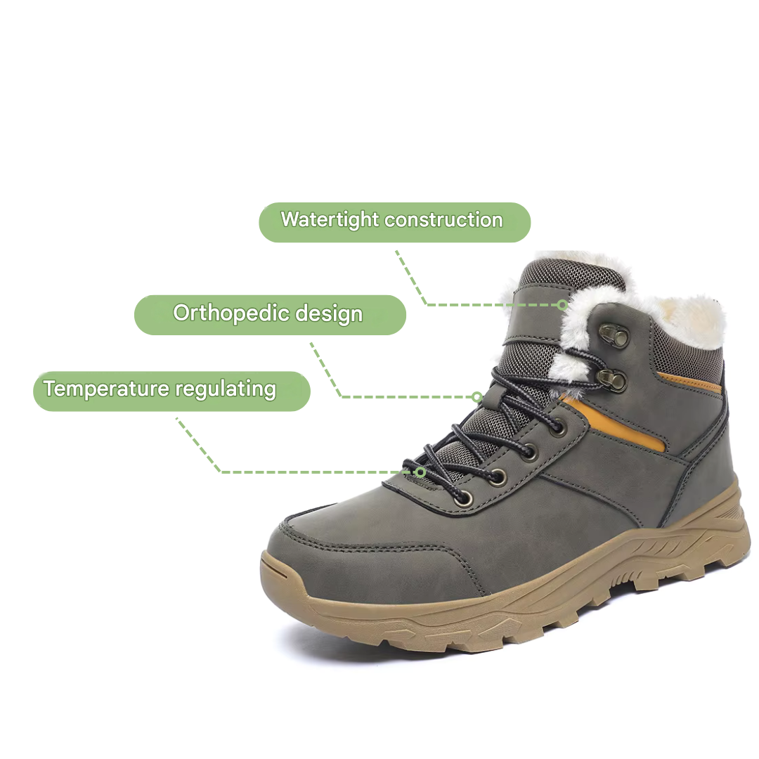 Men's Waterproof Winter Hiking Shoes Warm Plush-Lined Boots
