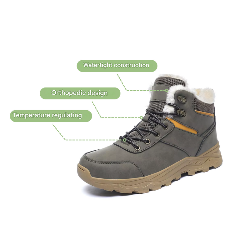 Men's Waterproof Winter Hiking Shoes Warm Plush-Lined Boots