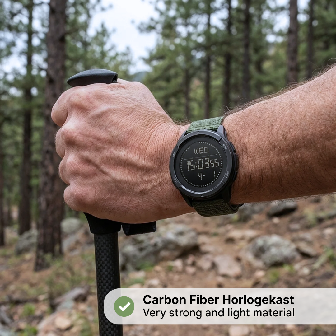 Men's Digital Outdoor Watch Water-Resistant Carbon Fibre Sports