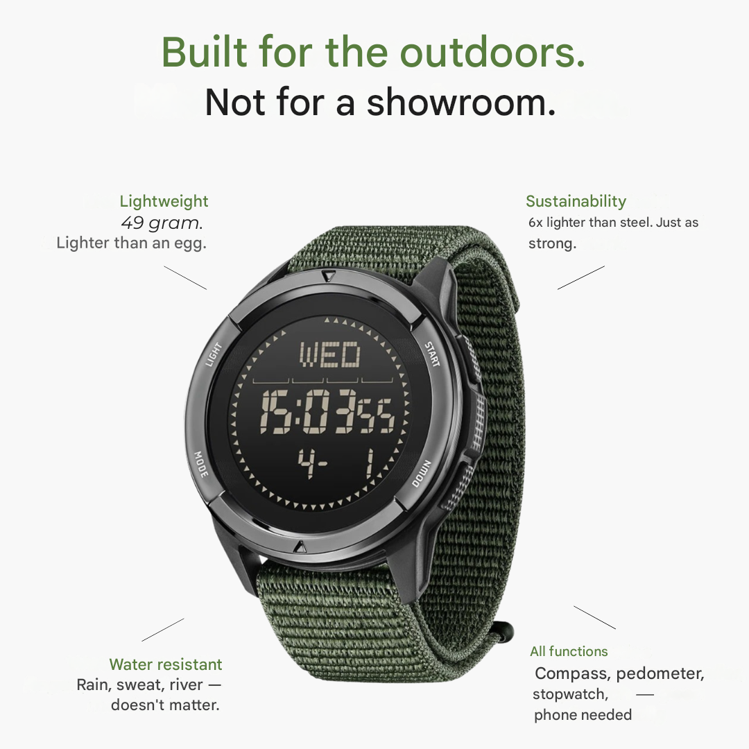 Men's Digital Outdoor Watch Water-Resistant Carbon Fibre Sports