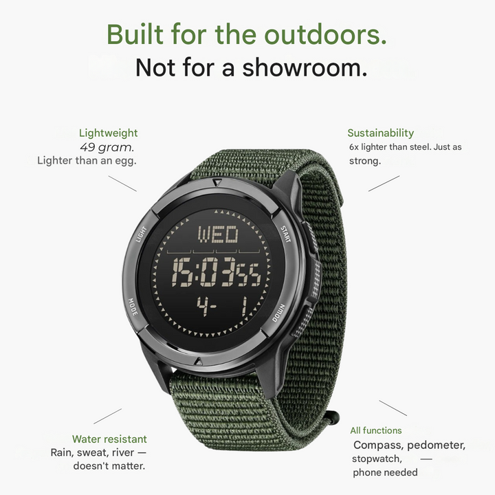 Men's Digital Outdoor Watch Water-Resistant Carbon Fibre Sports