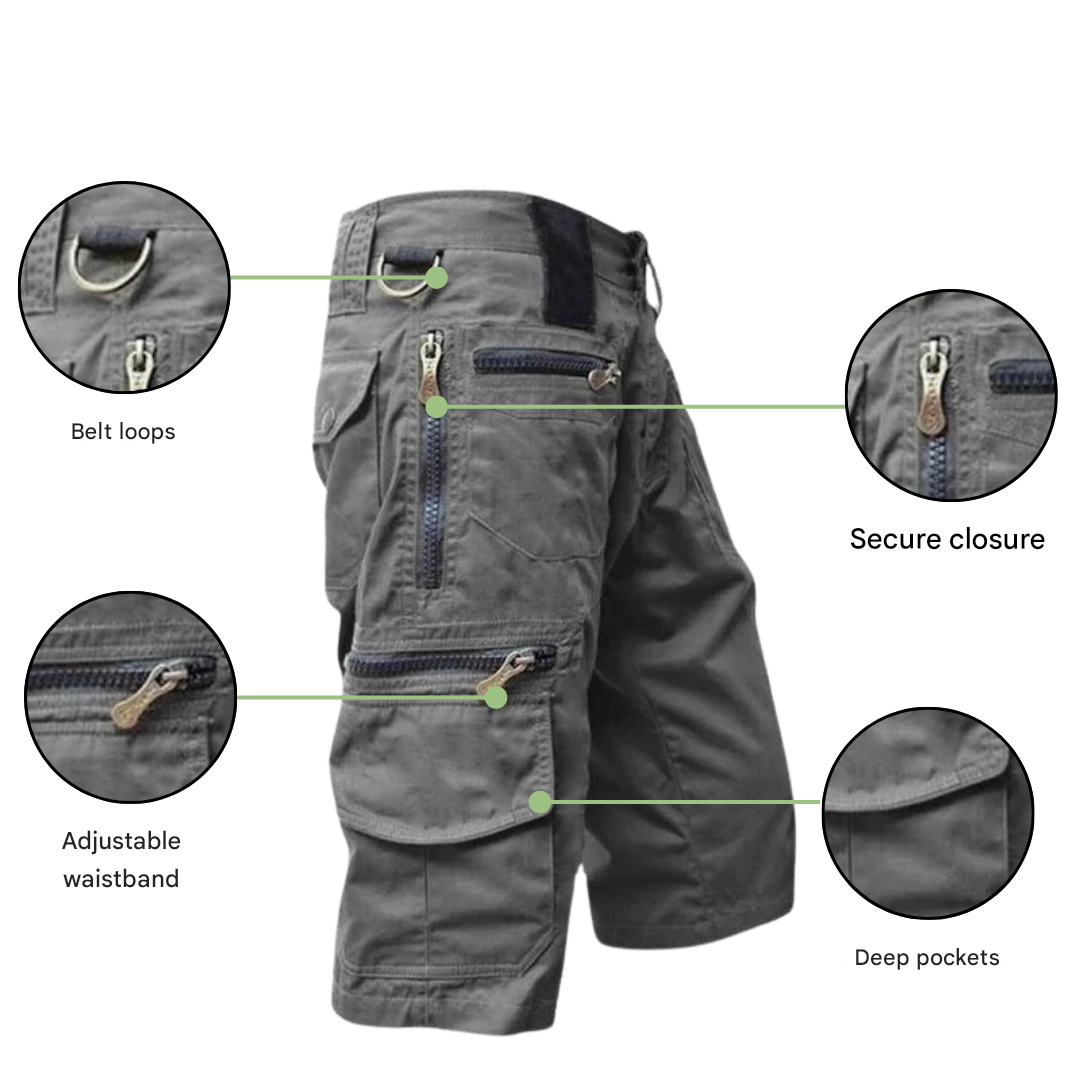 Men's Cargo Shorts Quick-Drying Stretch Outdoor Zip Pockets
