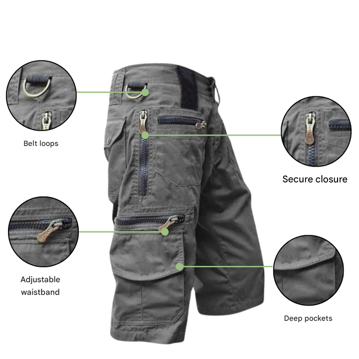 Men's Cargo Shorts Quick-Drying Stretch Outdoor Zip Pockets