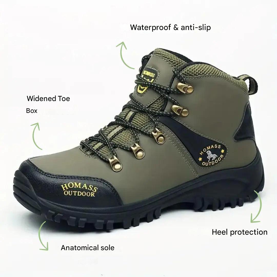 Men's Waterproof Hiking Boots Wide-Fit Supportive Outdoor Shoes