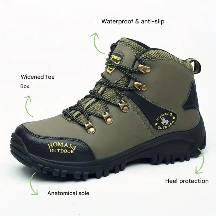 Men's Waterproof Hiking Boots Wide-Fit Supportive Outdoor Shoes
