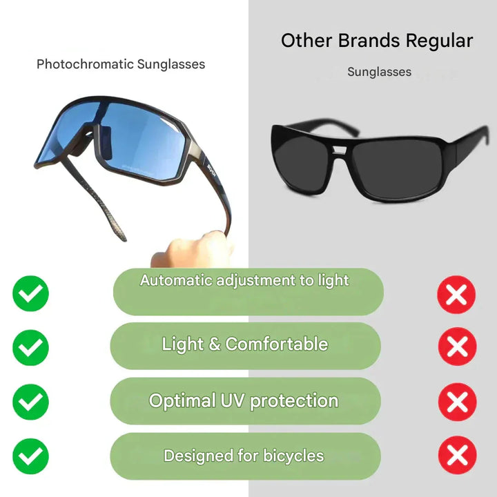 Photochromic Cycling Sunglasses UV-Protection Lightweight Sports