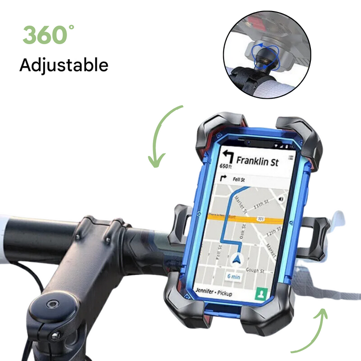 Bicycle Phone Mount 360 Rotation Secure Fit Universal Handlebar Clamp